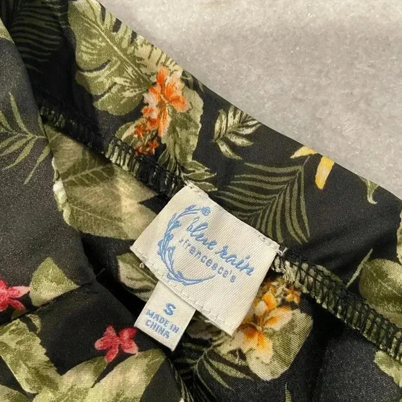 Blue Rain x Francesca’s Black Tropical Silky Maxi Skirt High Slit Unlined Size S - Picture 7 of 8